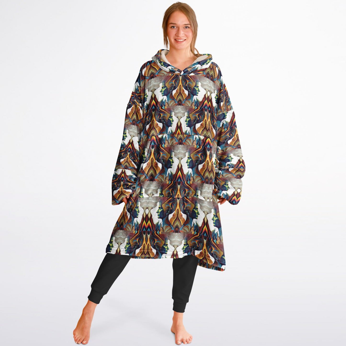 Snug Hoodie Economy - AOP Kukloso Cubist Faces No 42 - Free Shipping