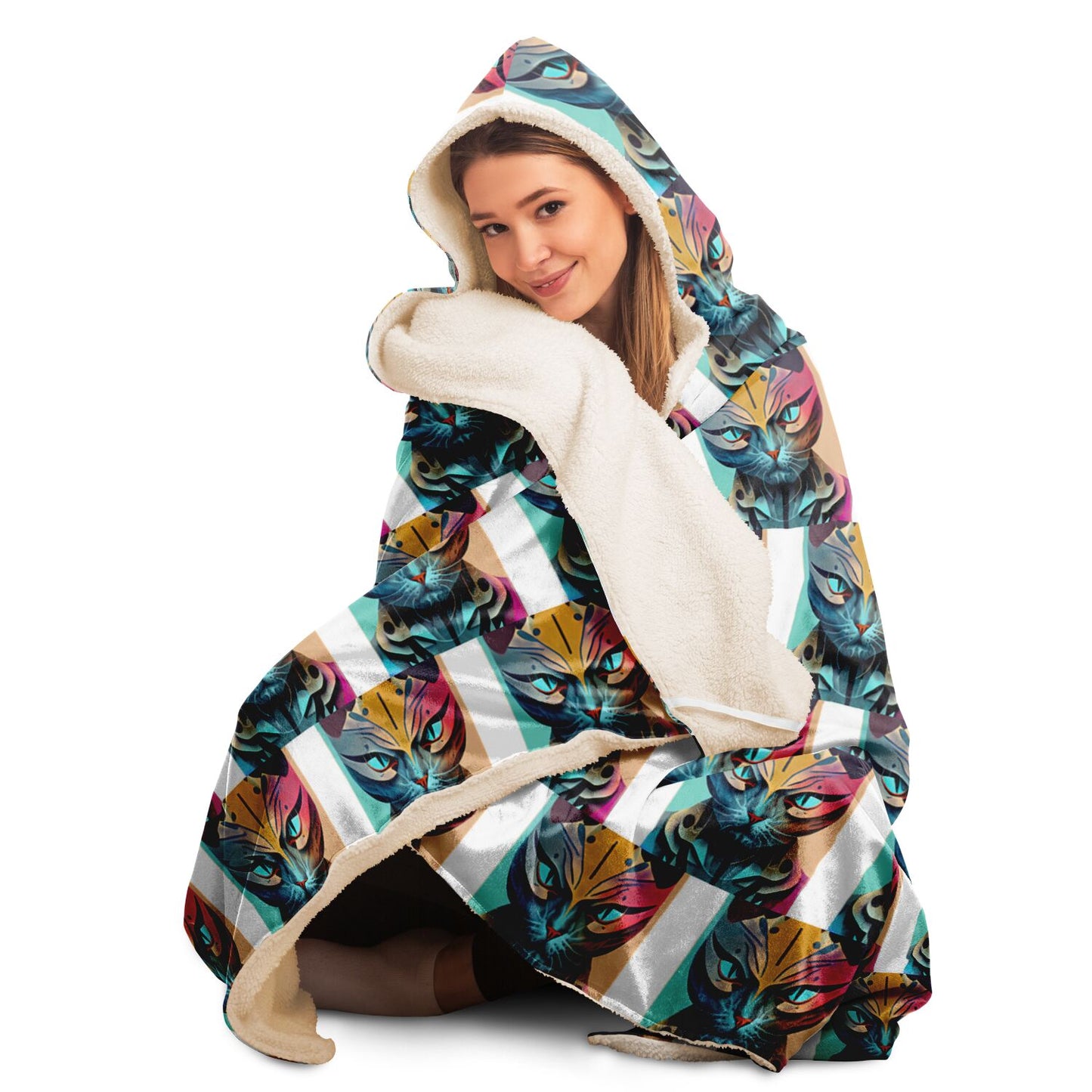 Hooded Blanket - AOP Kukloso Mr. Cat - Free Shipping