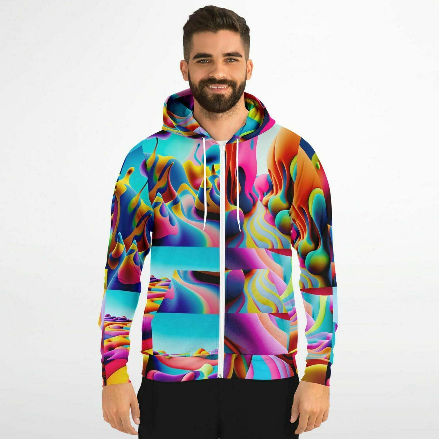 Fashion Zip-Up Hoodie - AOP Kukloso Got Color Multicolored Medium Pattern - Free Shipping