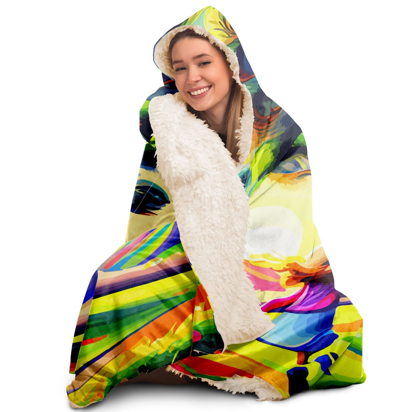 Hooded Blanket - AOP Kukloso Girl with a Kite No 2 Free Shipping