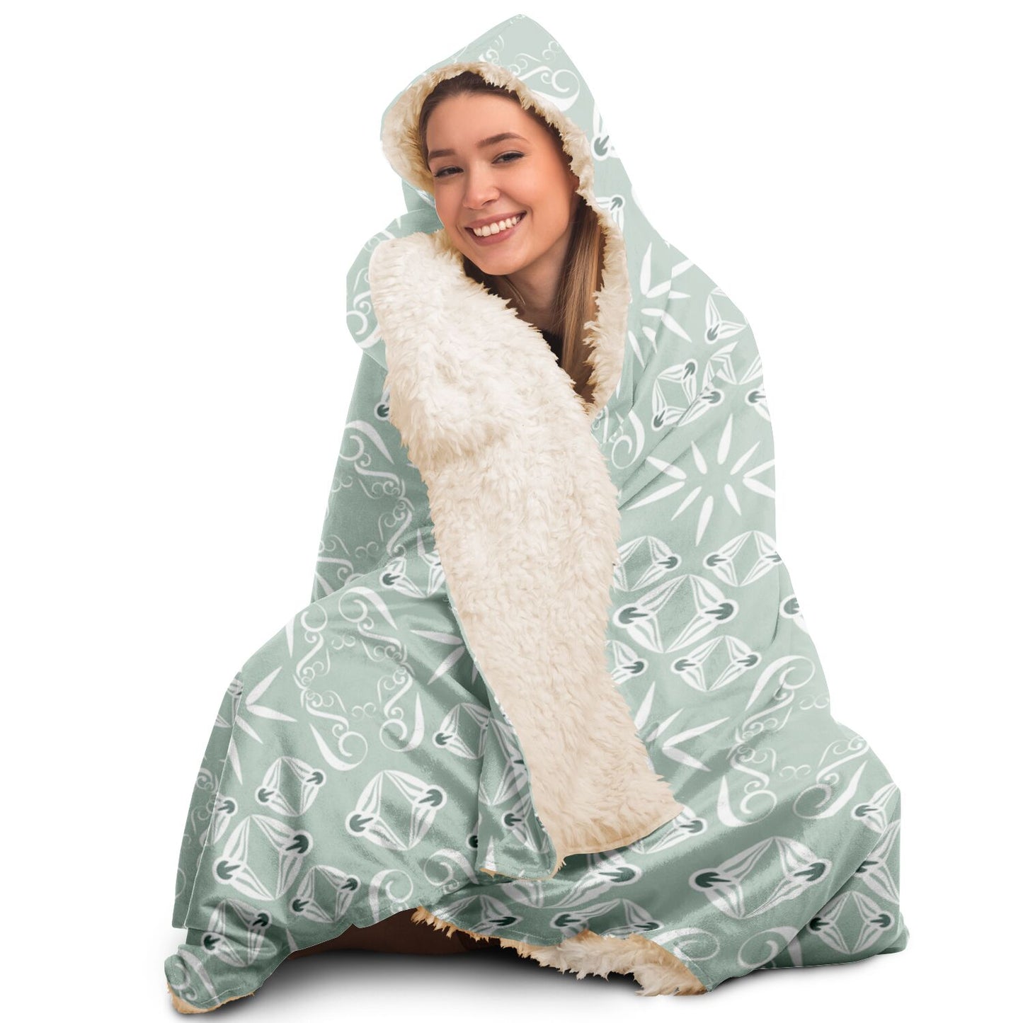 Hooded Blanket - AOP Kukloso Abstractical No 43 Shapes on Sage - Free Shipping