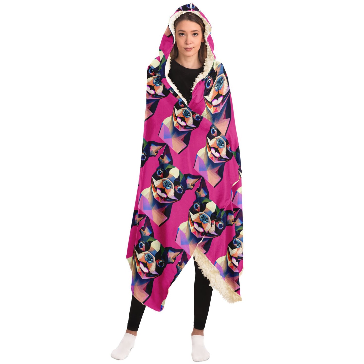 Hooded Blanket - AOP KUkloso Cubist Boston Terrier Dog No 1 - Free Shipping