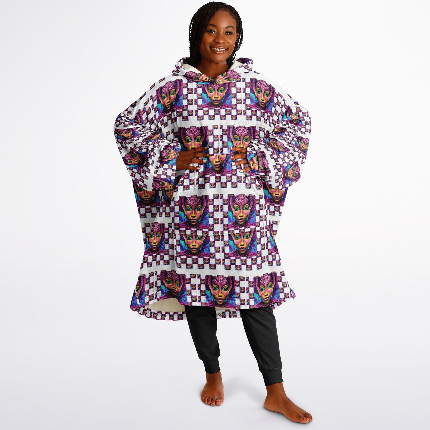 Snug Hoodie Economy - AOP Kukloso Space Faces No 21 A - Free Shipping
