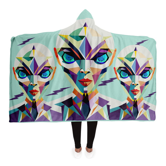 Hooded Blanket - AOP Kukloso Cubist Space Girls No 1 - Free Shipping