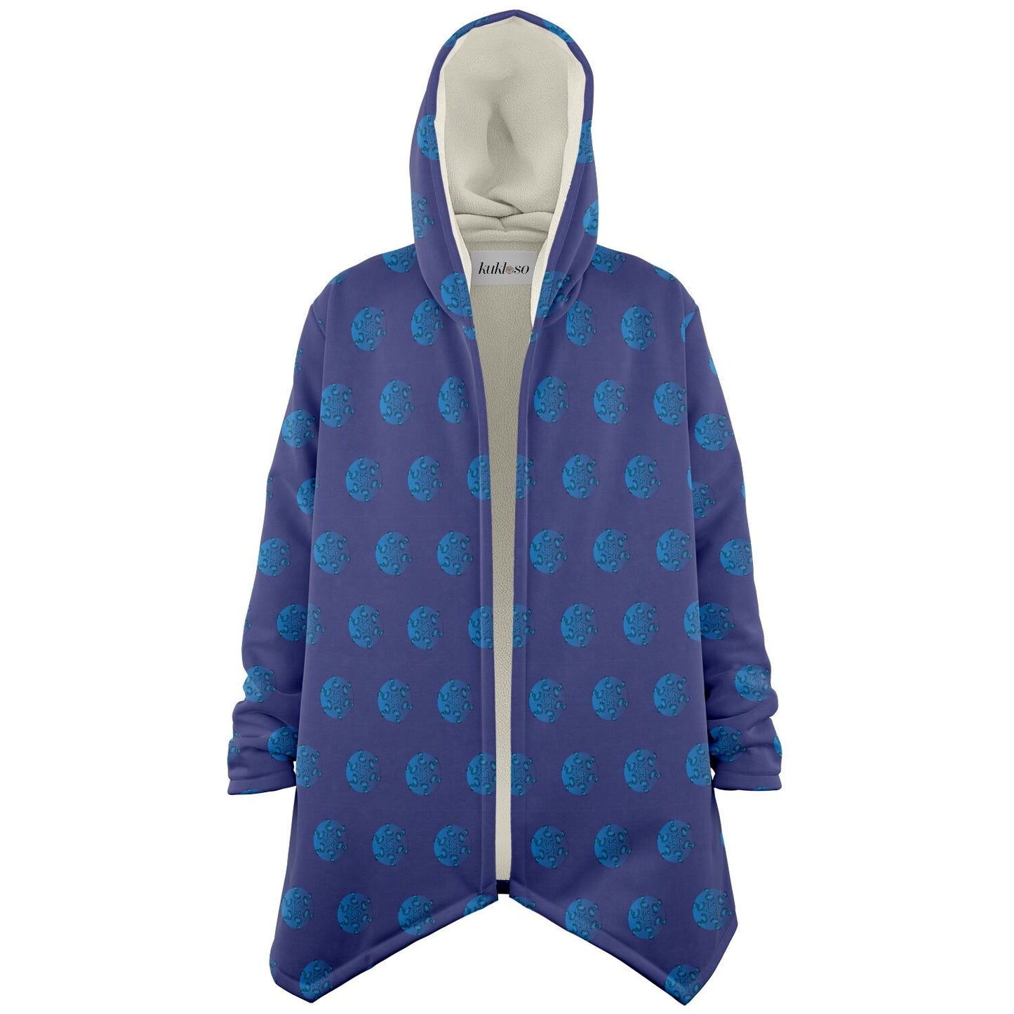 Microfleece Cloak - AOP Kukloso Whimsical No 111 Blue on Blue - Free Shipping