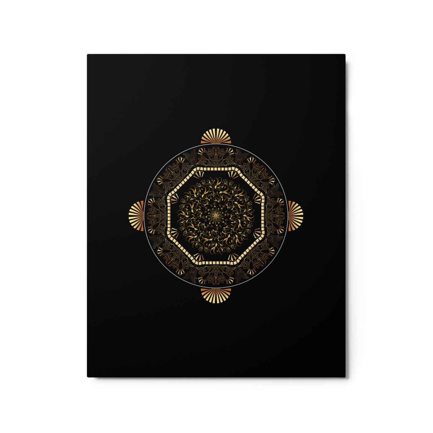 Metal prints Kuklos No 4483 Detailed Golden Mandala Free Shipping