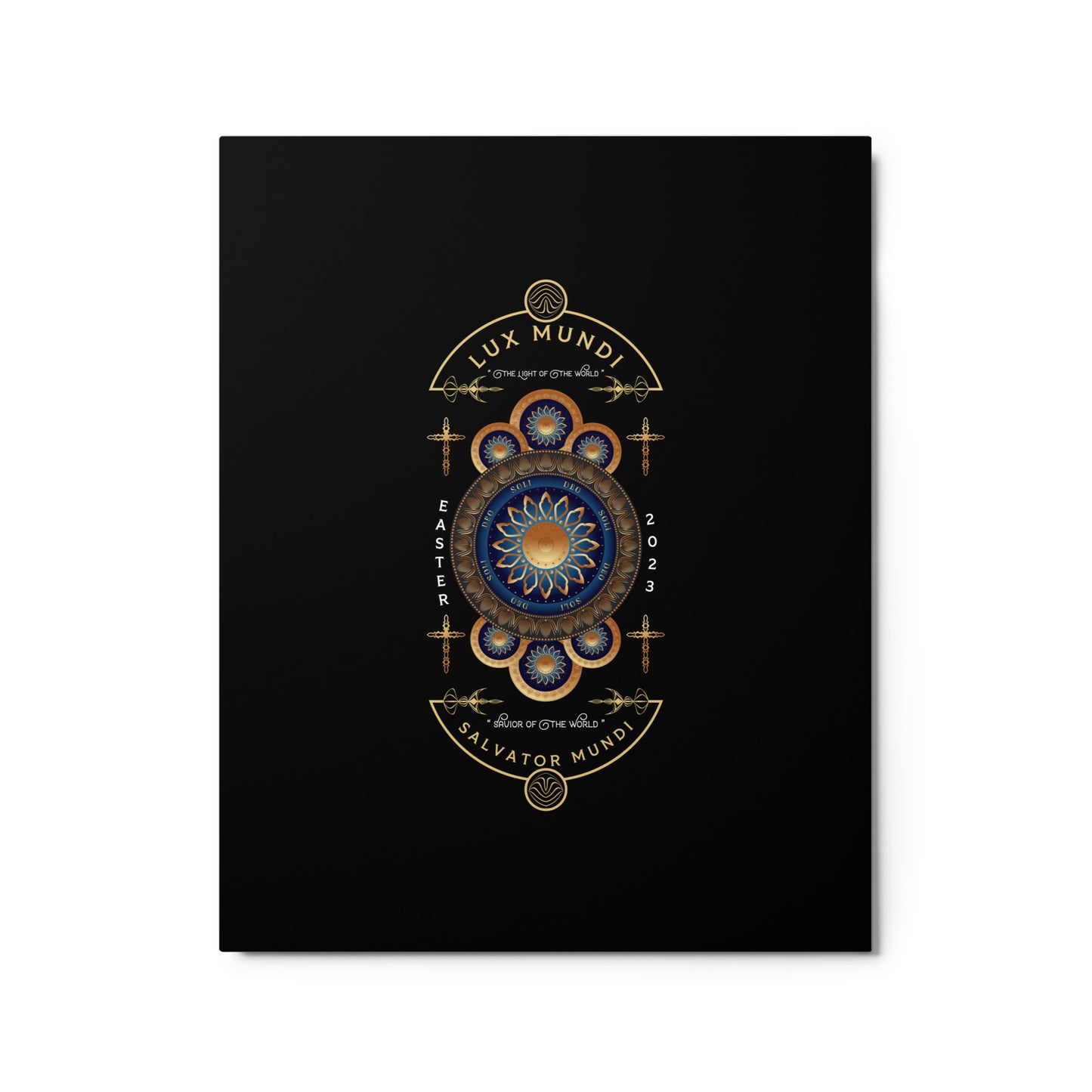 Metal prints Christian theme ' The Light & Savior of The World ' Gold - Black- Free Shipping