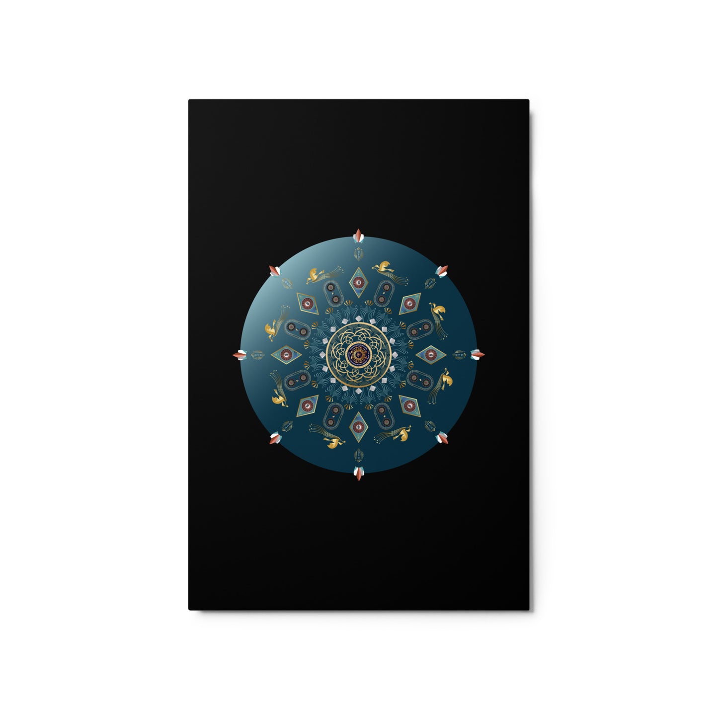 Metal prints Kuklos No 4454 Mandala Christian Theme - Blue-Green & Gold Colors Free Shipping