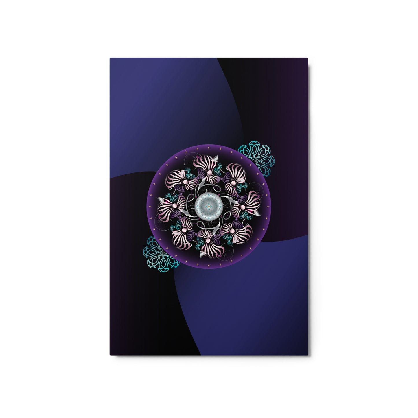 Metal prints OVC No 4298 Mandala - Blue - Aqua - Pink - Purple - Silver Free Shipping
