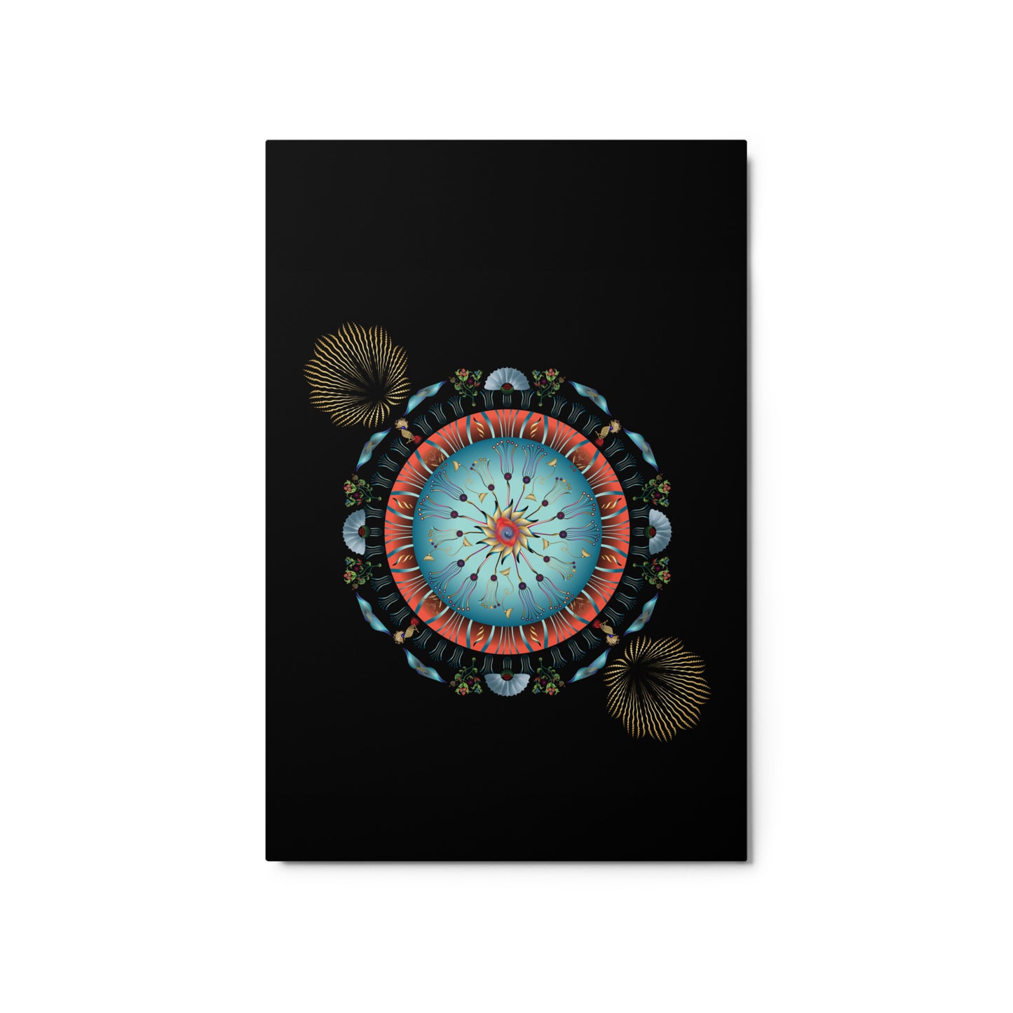 Metal prints OVC No 4136 Mandala Red - Gold - Aqua Free Shipping