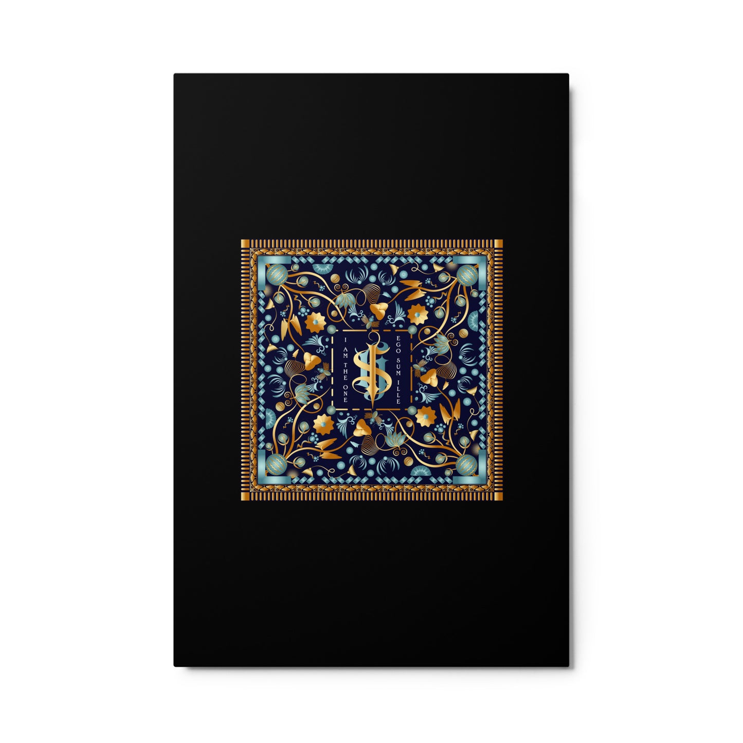Metal prints Kuklos No 4453 'I Am The One' Mandala Aqua & Gold colors Free Shipping
