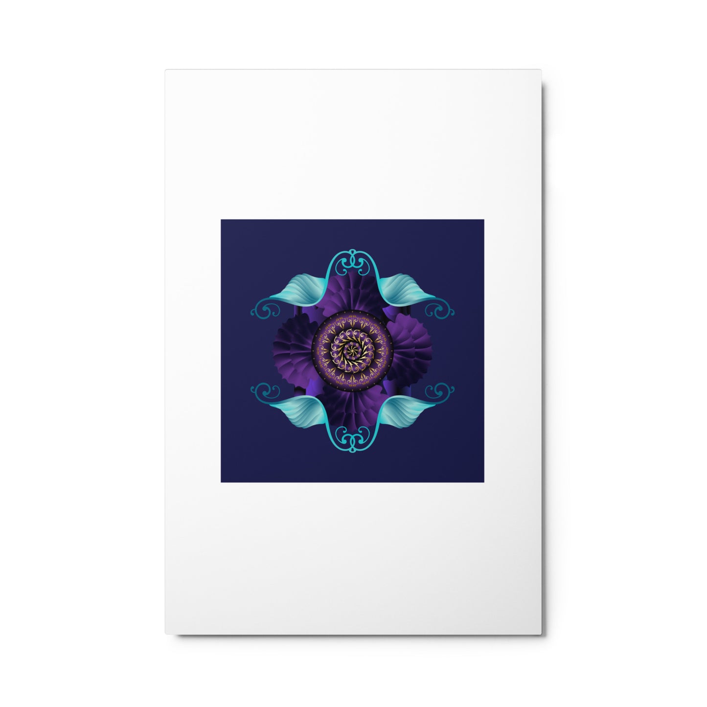 Metal prints Kuklos No 4364 Mandala Design - Deep Purple - Aqua - Gold colors Free Shipping