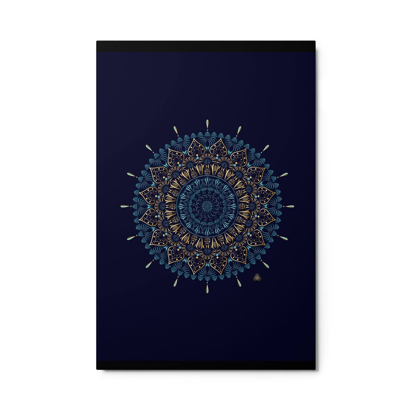 Metal prints Kuklos No 4331 Mandala Aqua - Gold colors Free Shipping