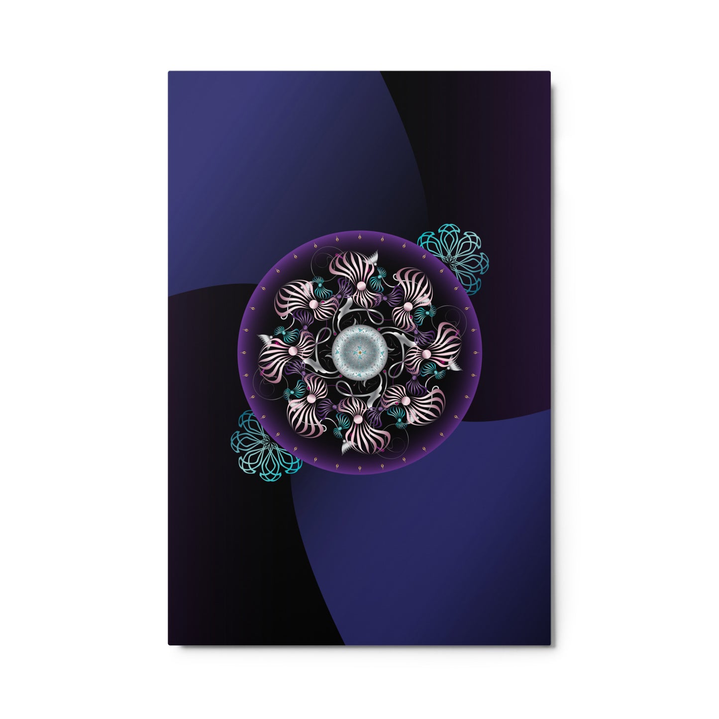 Metal prints OVC No 4298 Mandala - Blue - Aqua - Pink - Purple - Silver Free Shipping