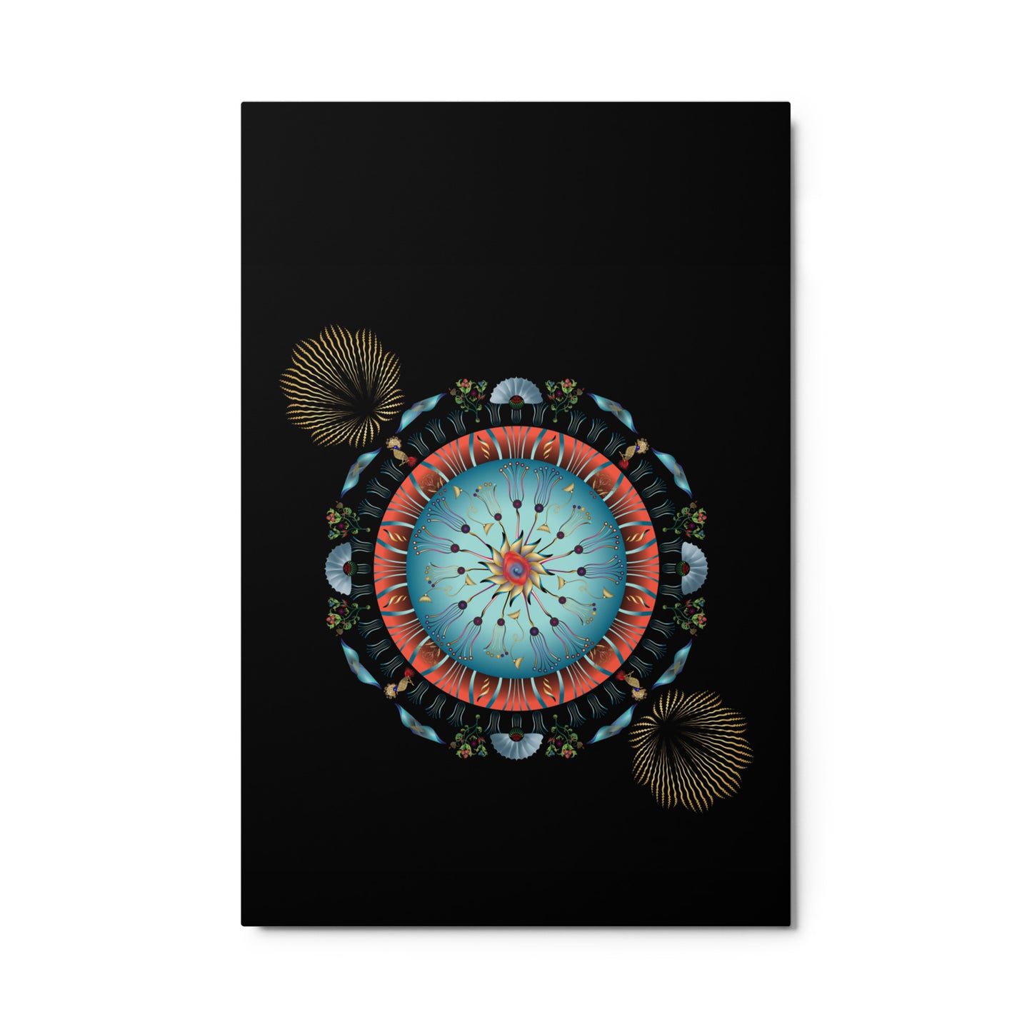 Metal prints OVC No 4136 Mandala Red - Gold - Aqua Free Shipping