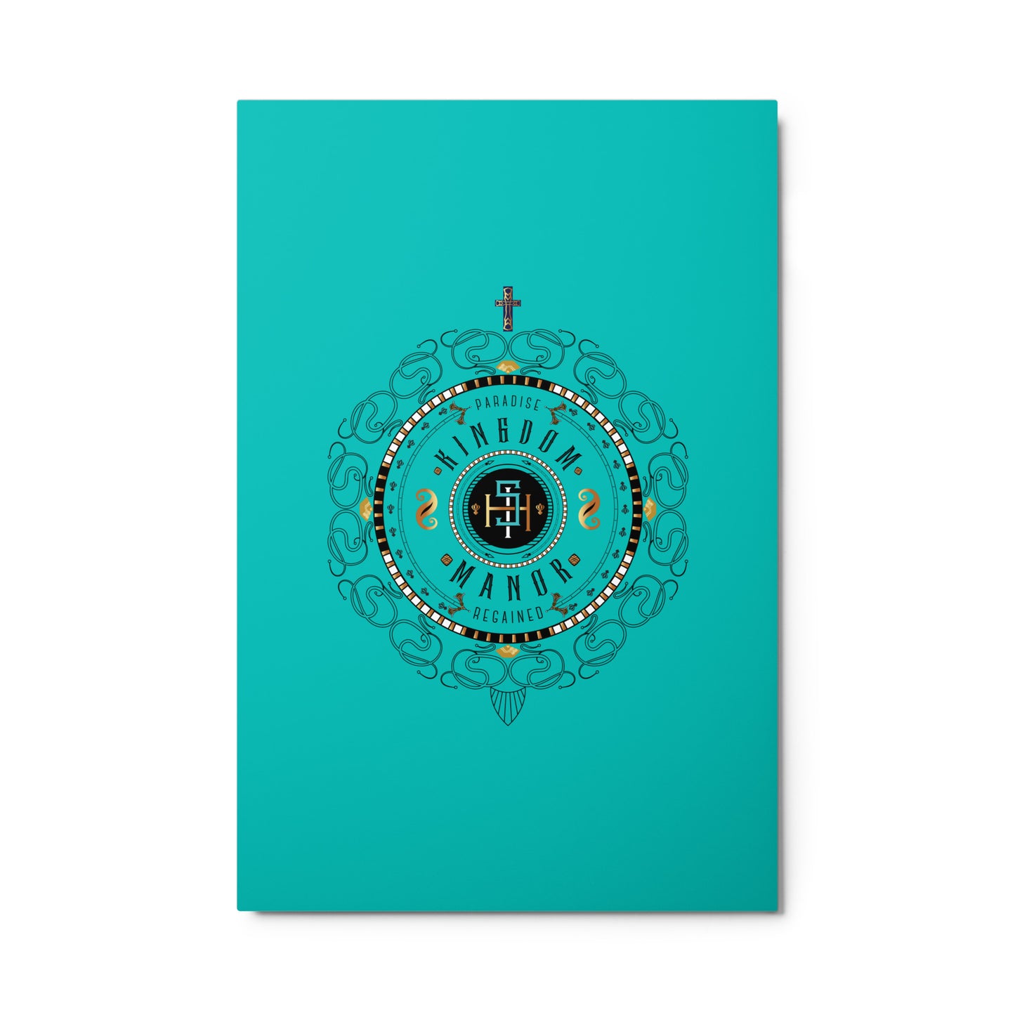 Metal prints Christian theme ' Kingdom Manor ' Turquoise - Black - Free Shipping