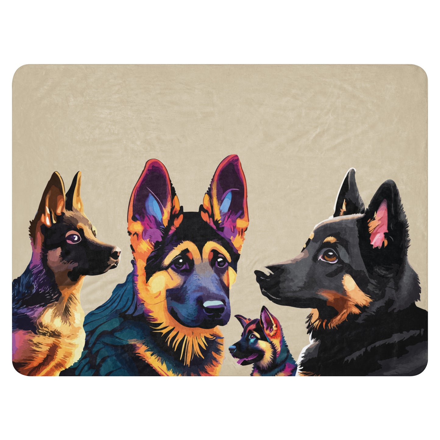 Sherpa blanket Kukloso Four German Sheperd Dogs 60"x80" - Free Shipping
