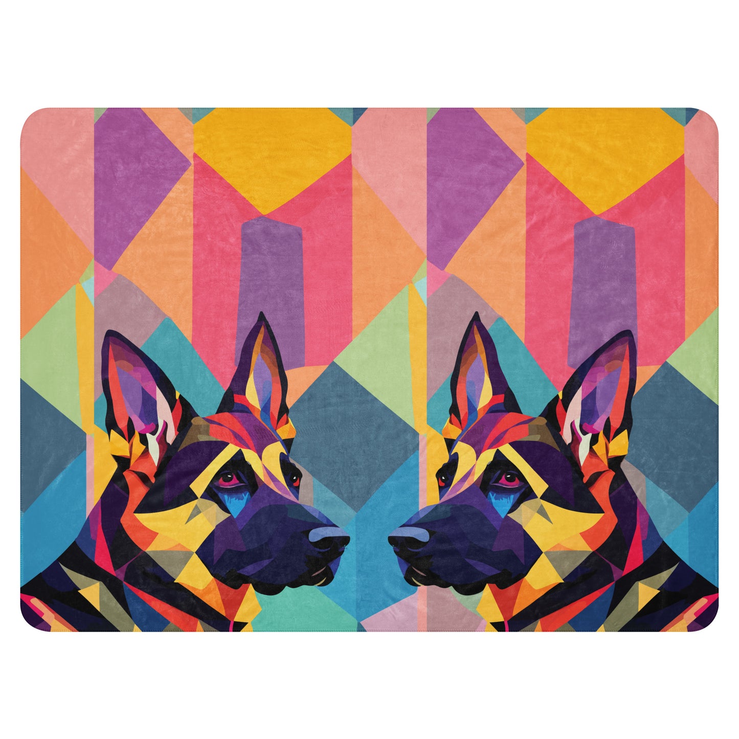 Sherpa blanket Kukloso Cubist German Sheperd Dog No 2 60"x80" - Free Shipping