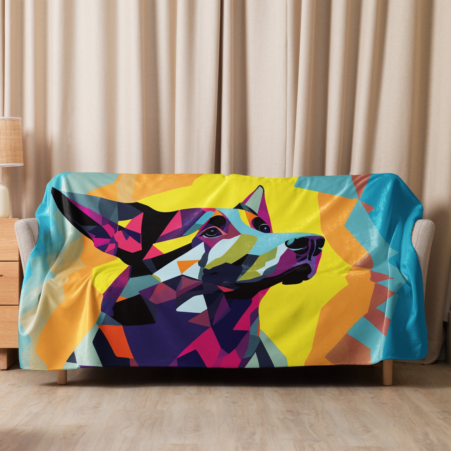 Sherpa blanket Kukloso Cubist German Sheperd Dog No 3 60"x80" - Free Shipping