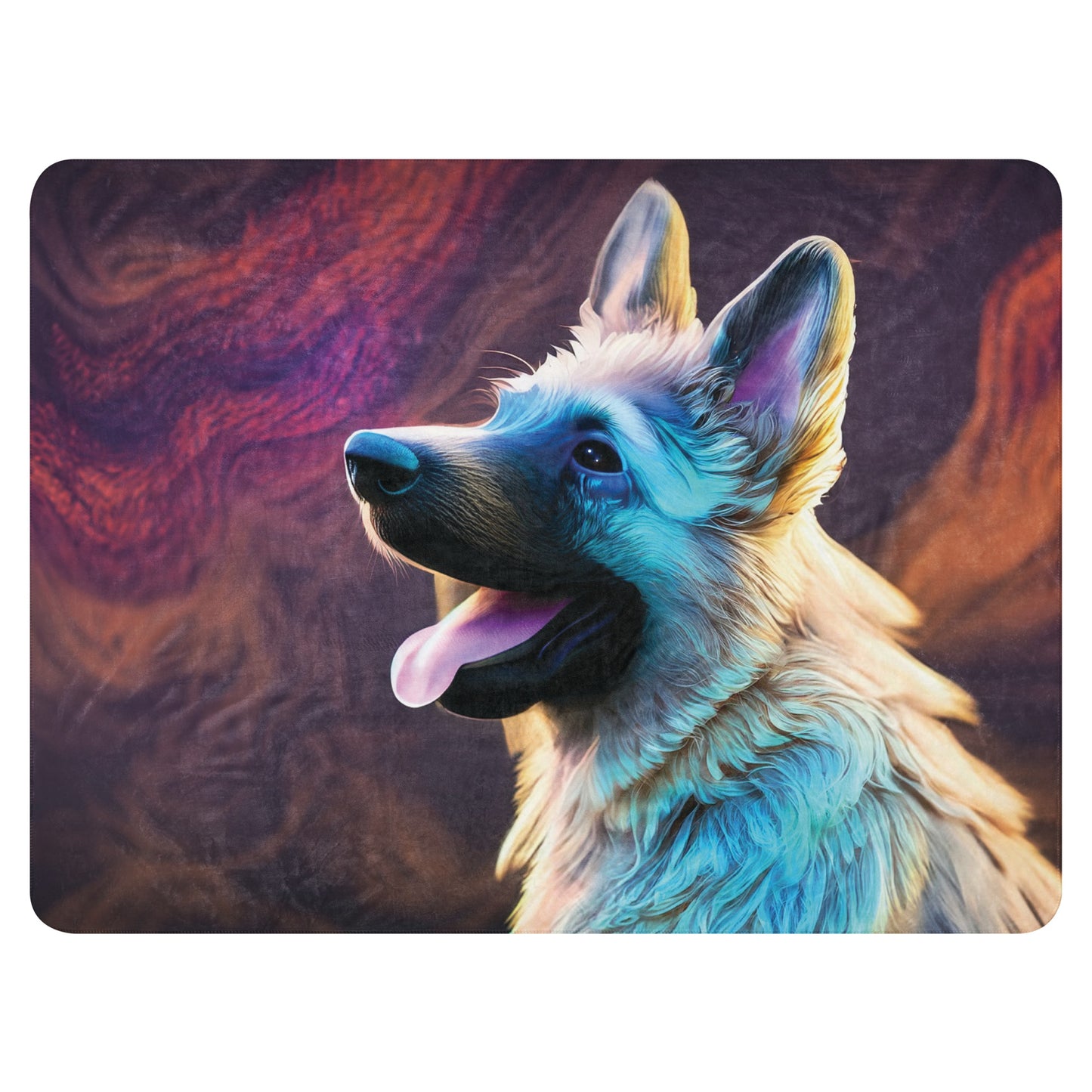 Sherpa blanket Kukloso German Sheperd Dog, White Puppy 60"x80" - Free Shipping