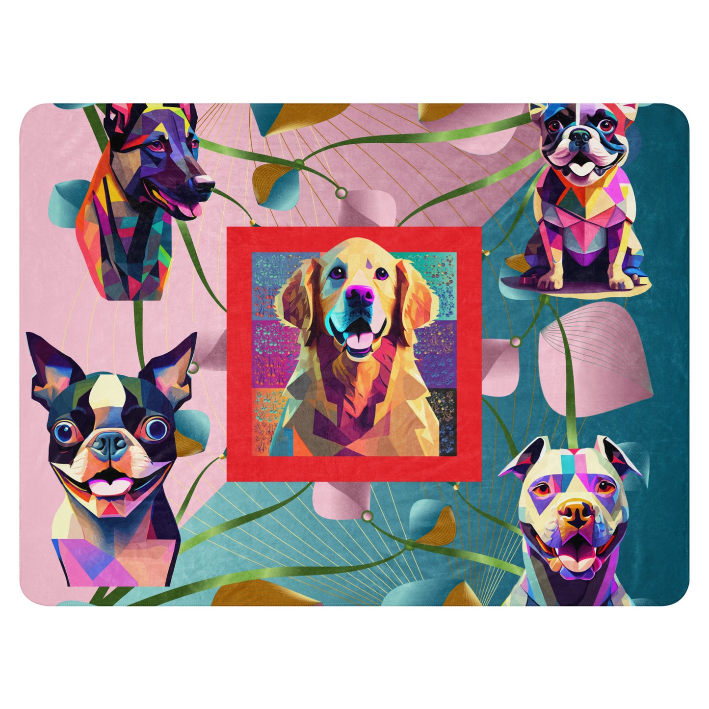 Sherpa blanket Kukloso Dog Collage 60"x80" - Free Shipping