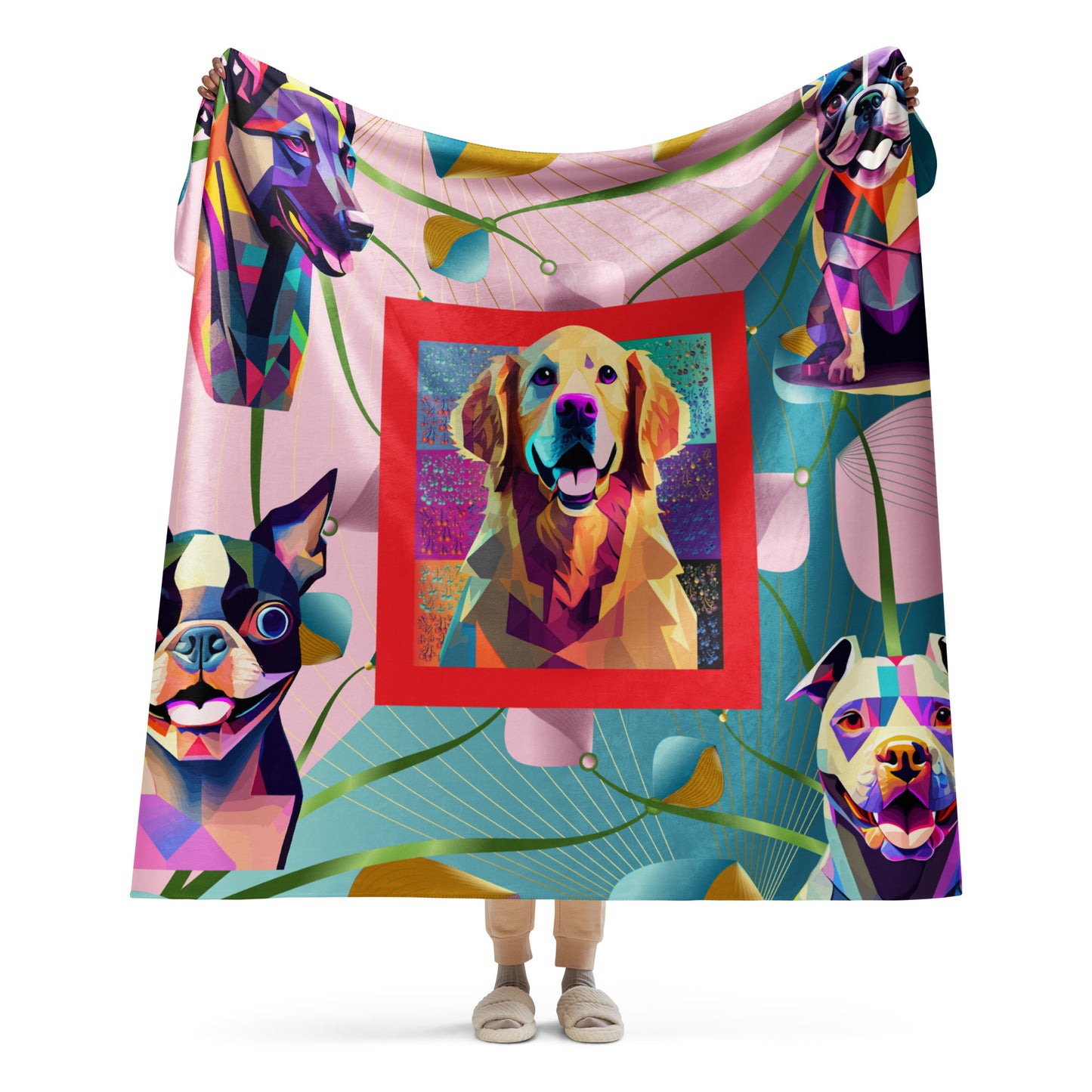 Sherpa blanket Kukloso Dog Collage 60"x80" - Free Shipping