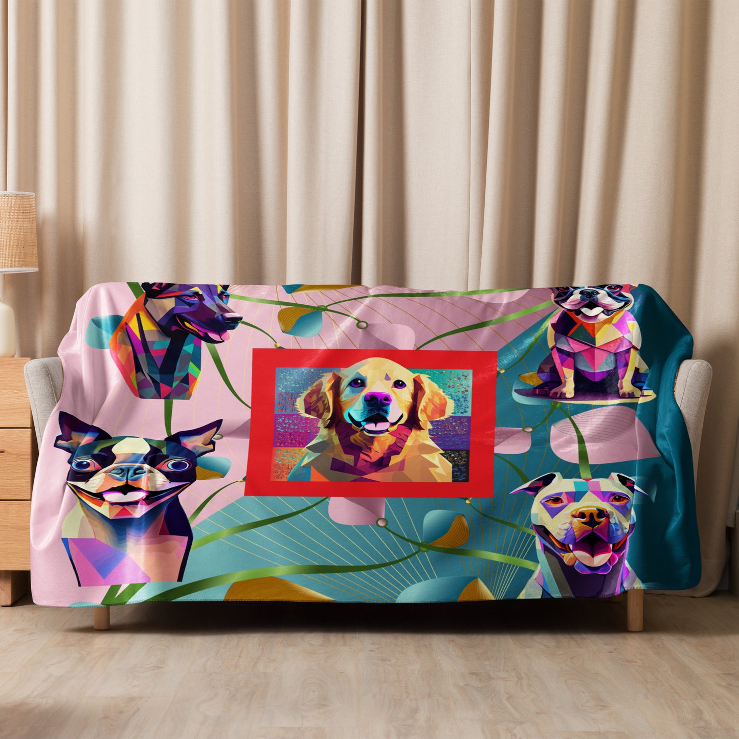 Sherpa blanket Kukloso Dog Collage 60"x80" - Free Shipping