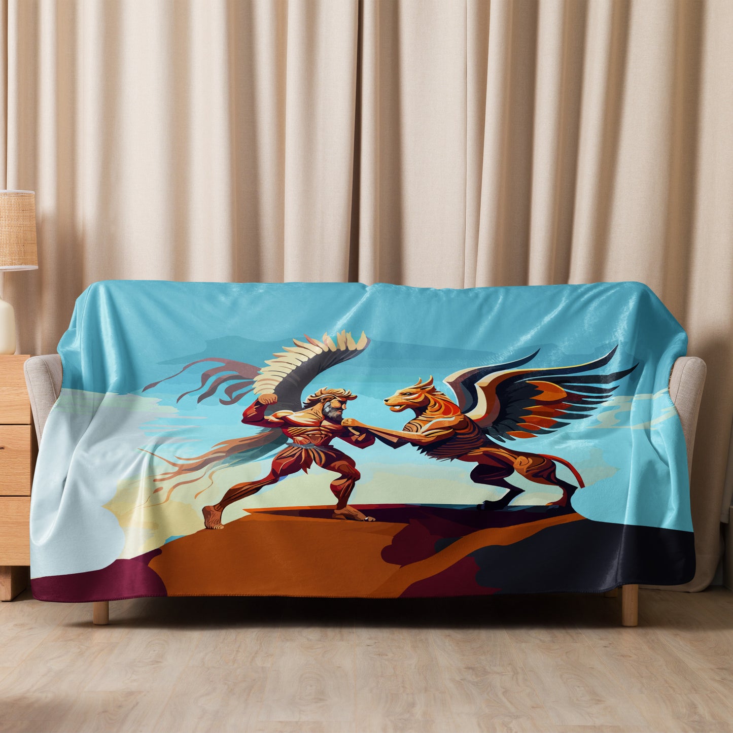 Sherpa blanket Kukloso 'Battle of the Wings' 60"x80" - Free Shipping
