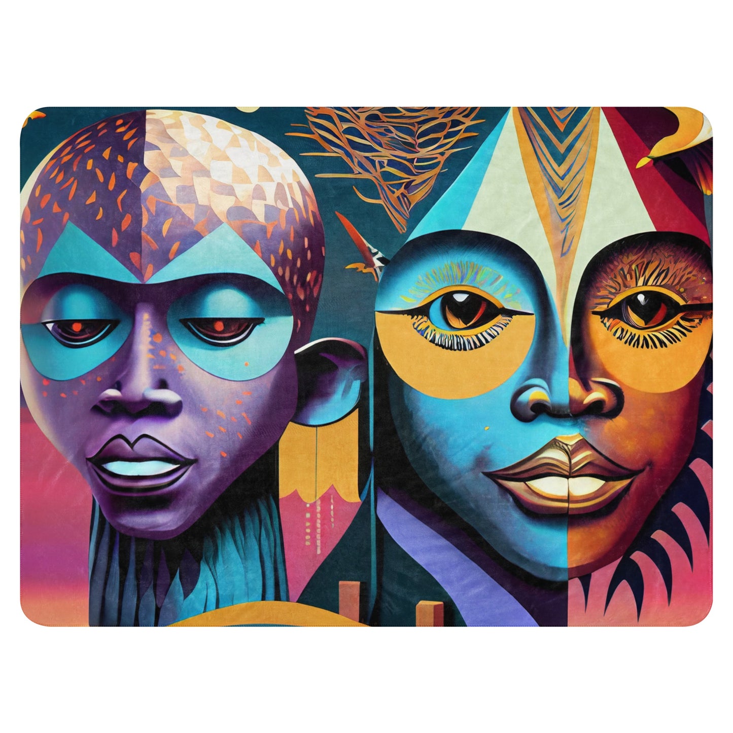 Sherpa blanket Kukloso Cubist Faces No 2 60"x80" - Free Shipping
