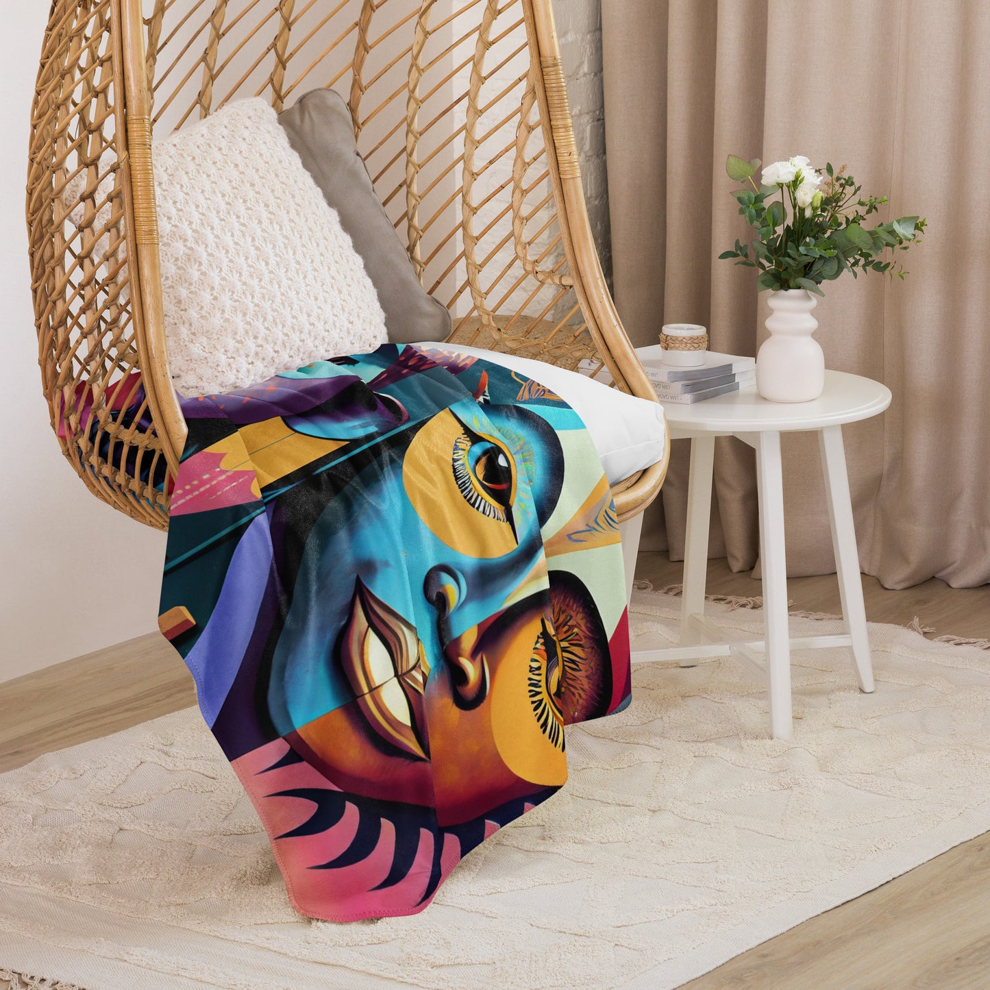 Sherpa blanket Kukloso Cubist Faces No 2 60"x80" - Free Shipping