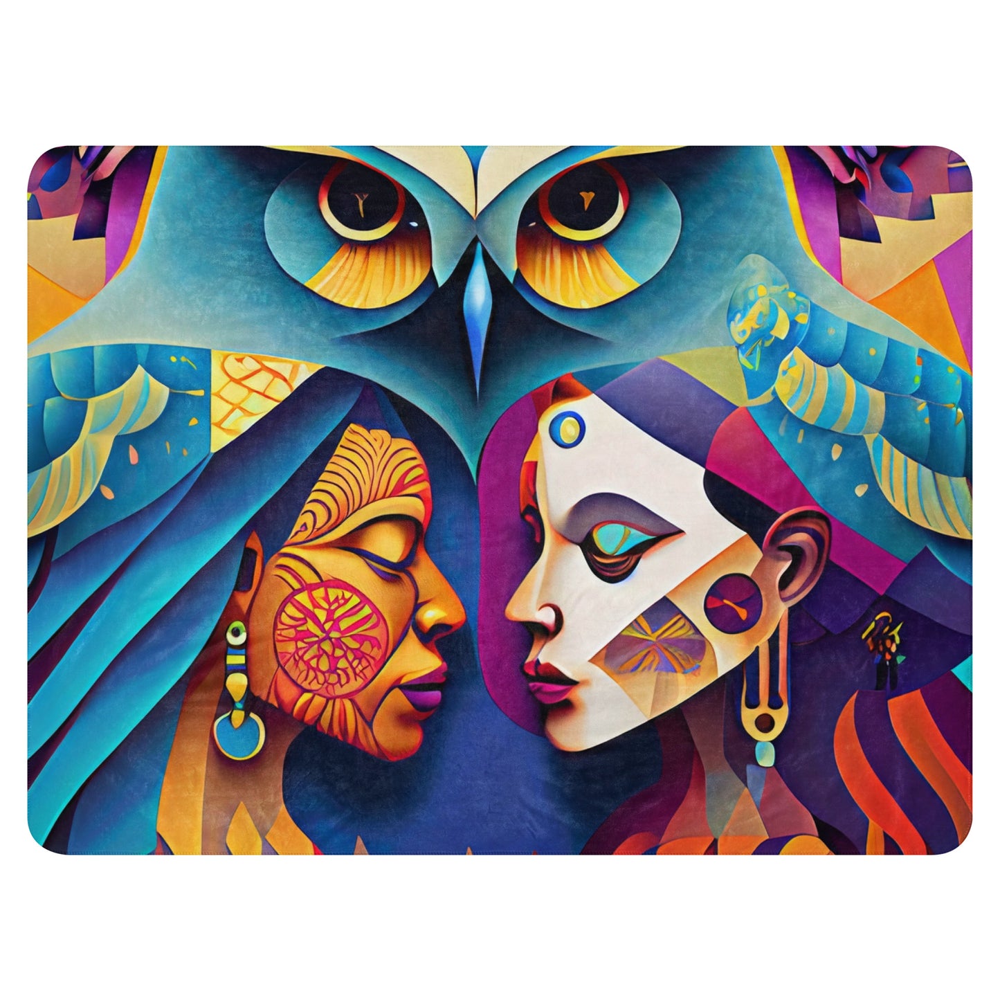 Sherpa blanket Kukloso Cubist Faces No 3 60"x80" - Free Shipping