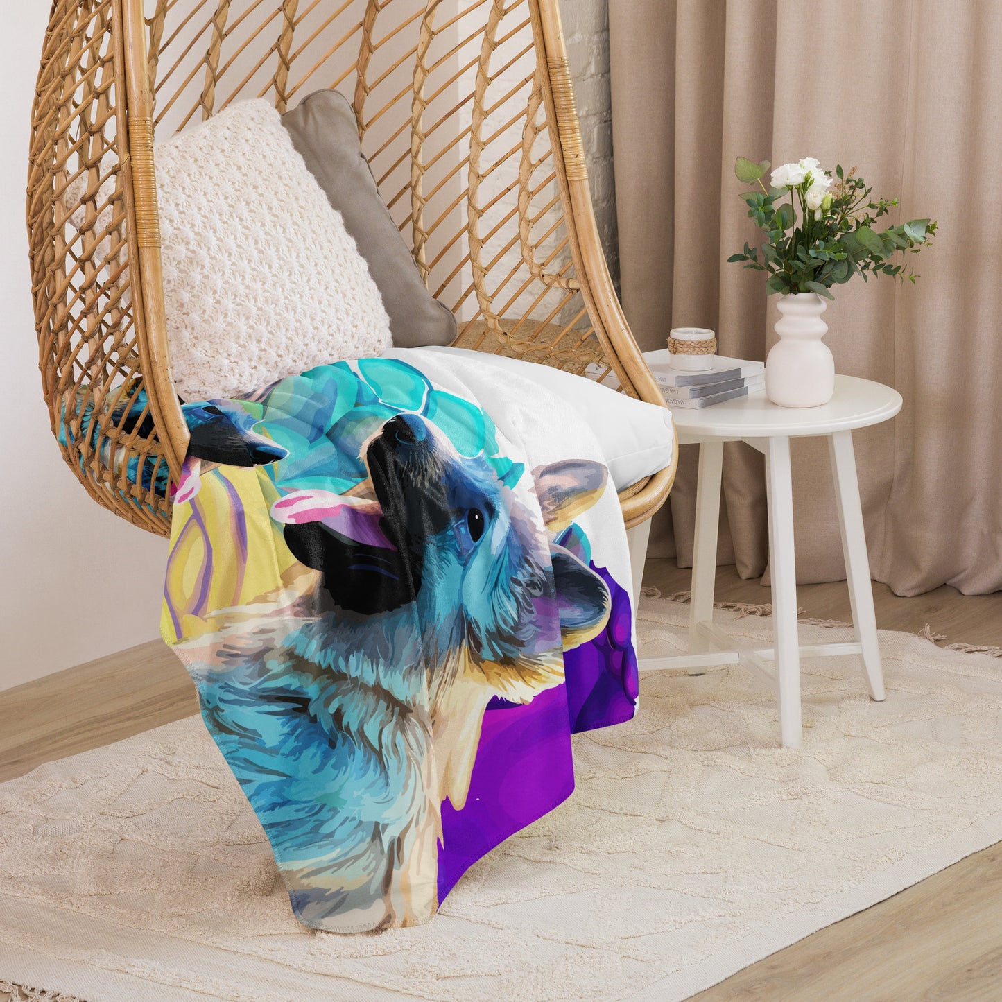 Sherpa blanket Kukloso Three German Sheperd Puppies 60"x80" - Free Shipping