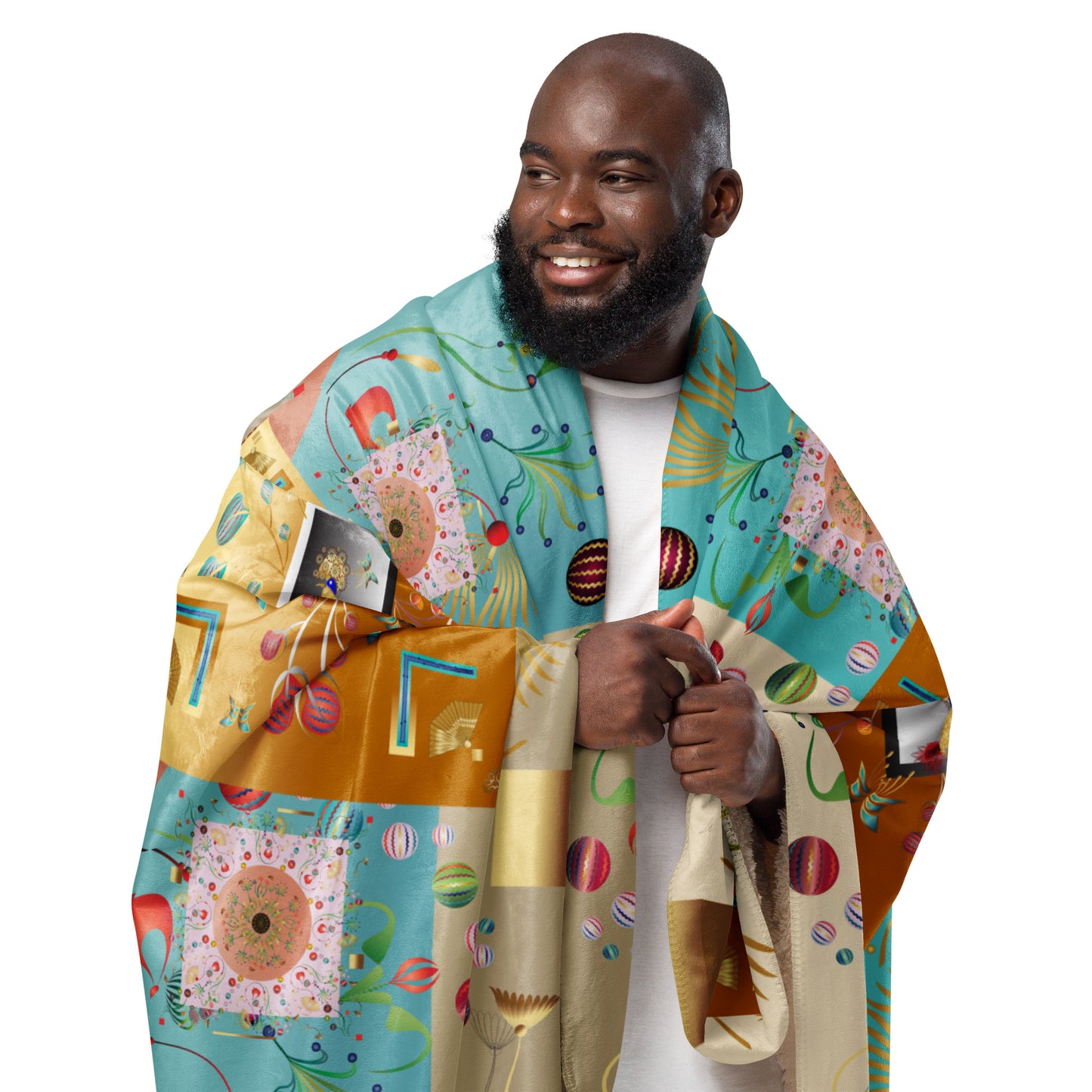 Sherpa blanket Kukloso Kuklos No 4390/4406 Collage Pattern 60" x 80" - Free Shipping