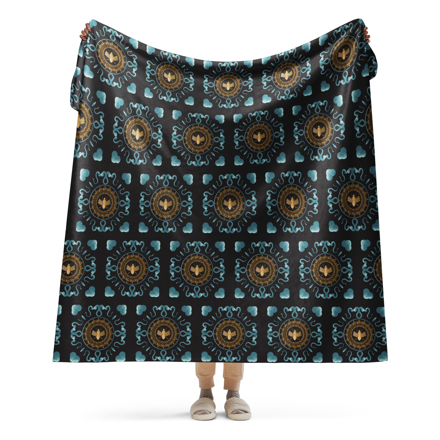 Sherpa blanket Kukloso Kuklos No 4381 A Collage Pattern 60" x 80" - Free Shipping