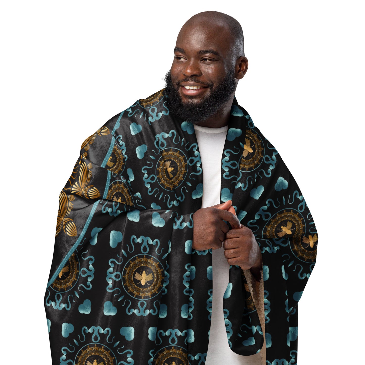 Sherpa blanket Kukloso Kuklos No 4381 B Collage Pattern 60" x 80" - Free Shipping