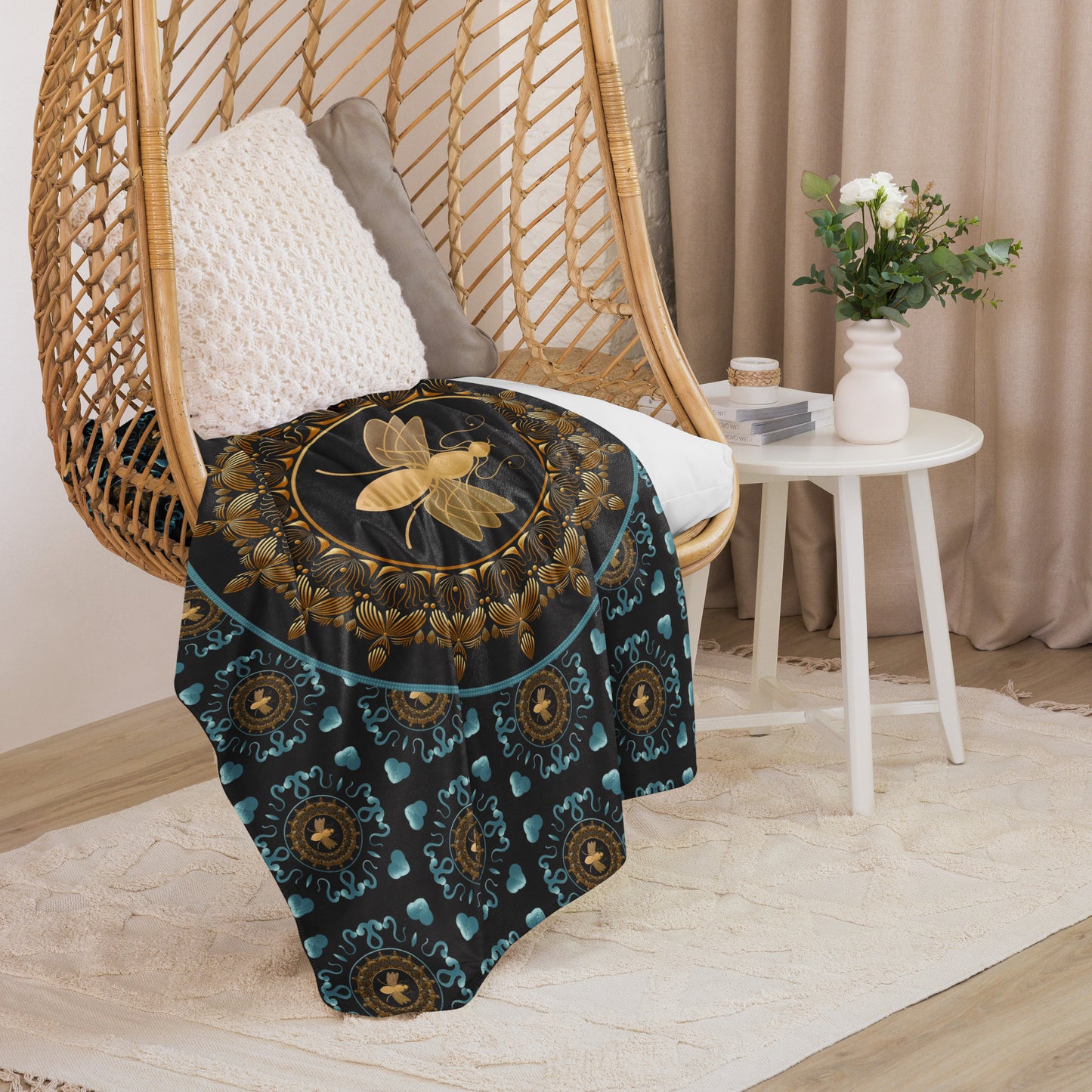 Sherpa blanket Kukloso Kuklos No 4381 B Collage Pattern 60" x 80" - Free Shipping