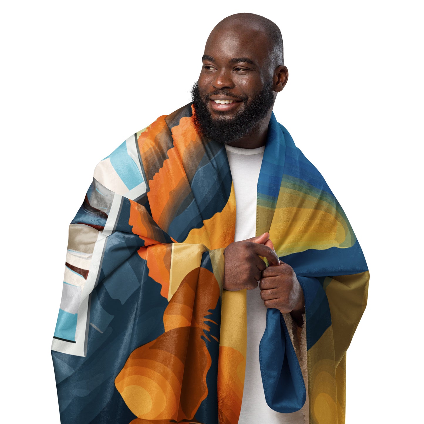 Sherpa blanket Kukloso Cubist Faces No 60, 60" x 80" - Free Shipping