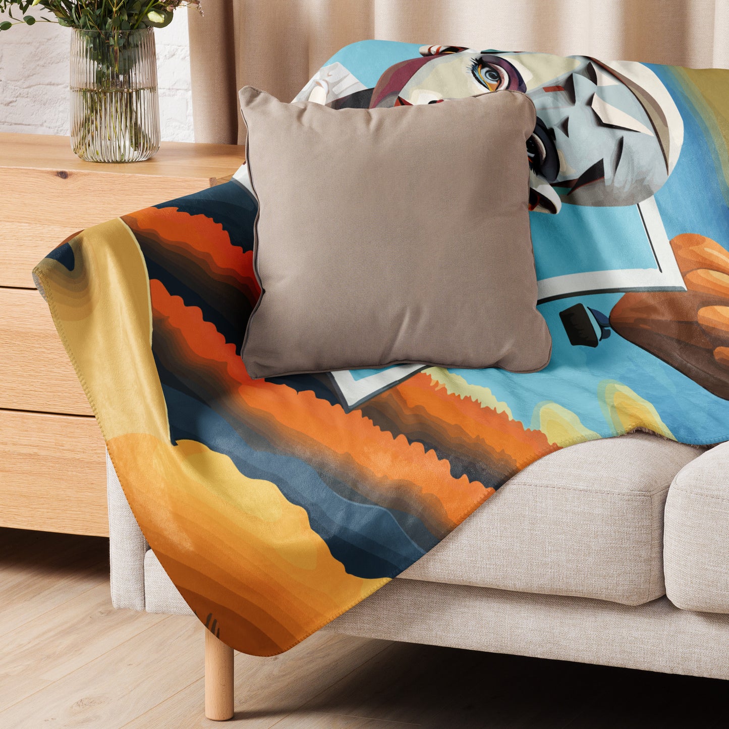 Sherpa blanket Kukloso Cubist Faces No 60, 60" x 80" - Free Shipping