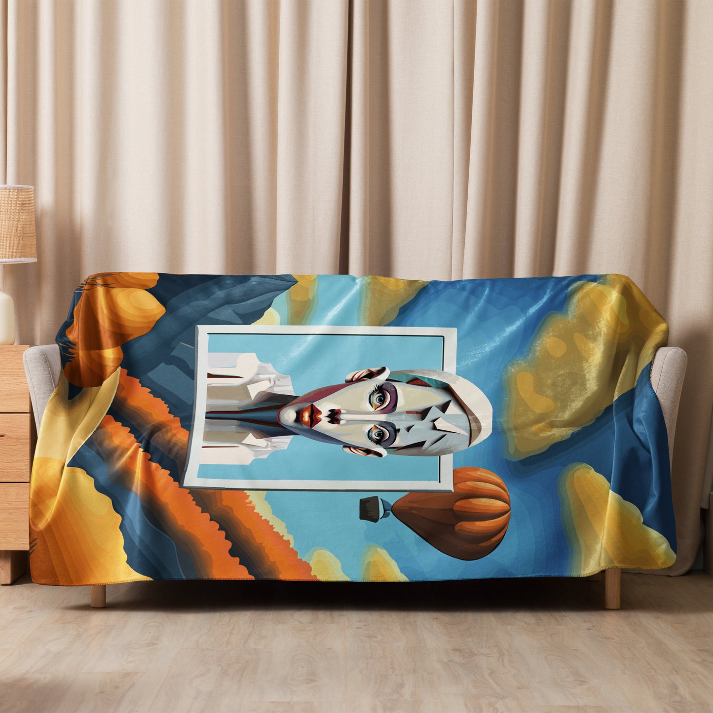 Sherpa blanket Kukloso Cubist Faces No 60, 60" x 80" - Free Shipping