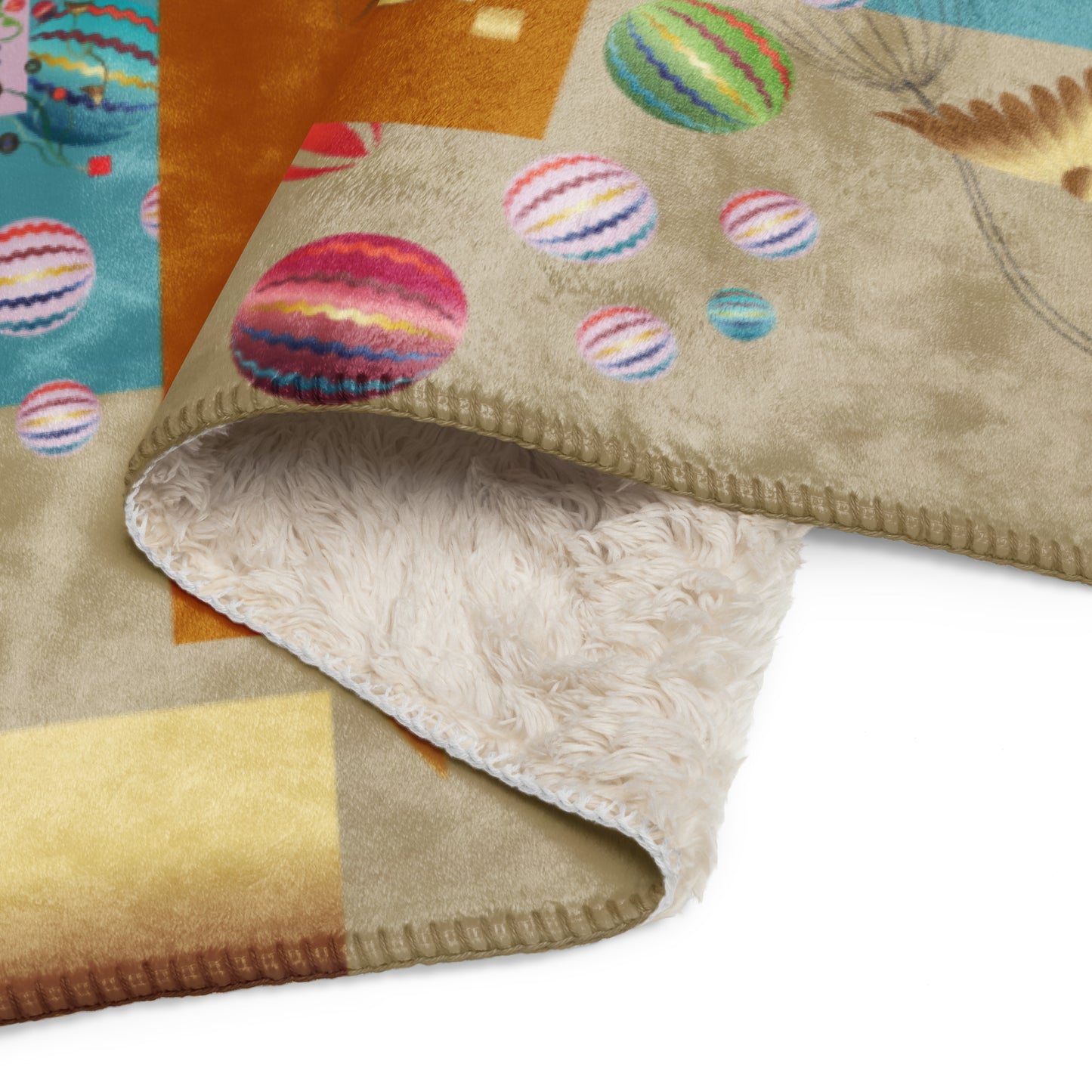 Sherpa blanket Kukloso Kuklos No 4390/4406 Collage Pattern 60" x 80" - Free Shipping