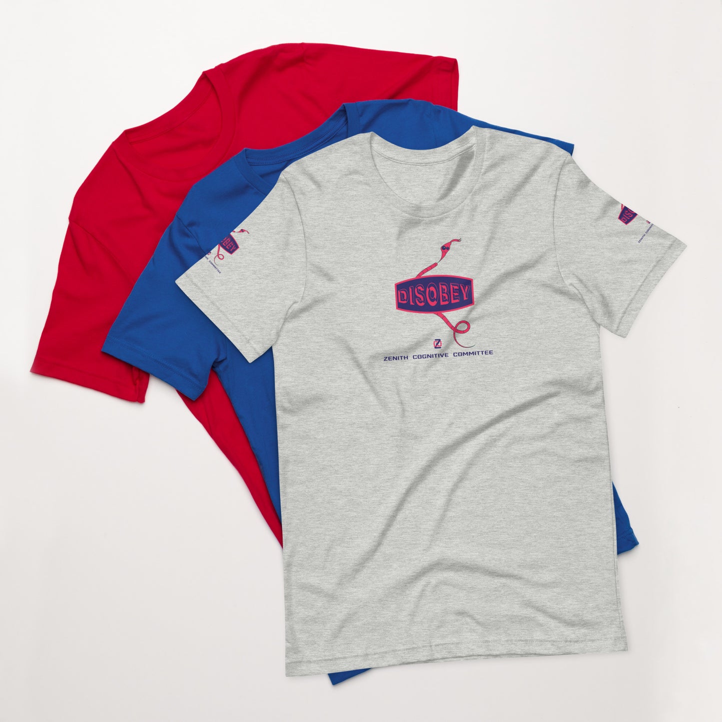 Unisex t-shirt Kukloso Disobey Logo on front & sleeves w/snake Navy/Pink - Free Shipping