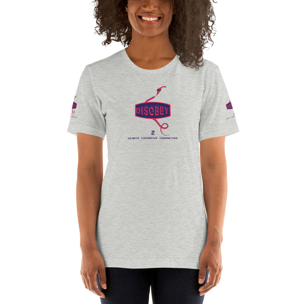 Unisex t-shirt Kukloso Disobey Logo on front & sleeves w/snake Navy/Pink - Free Shipping
