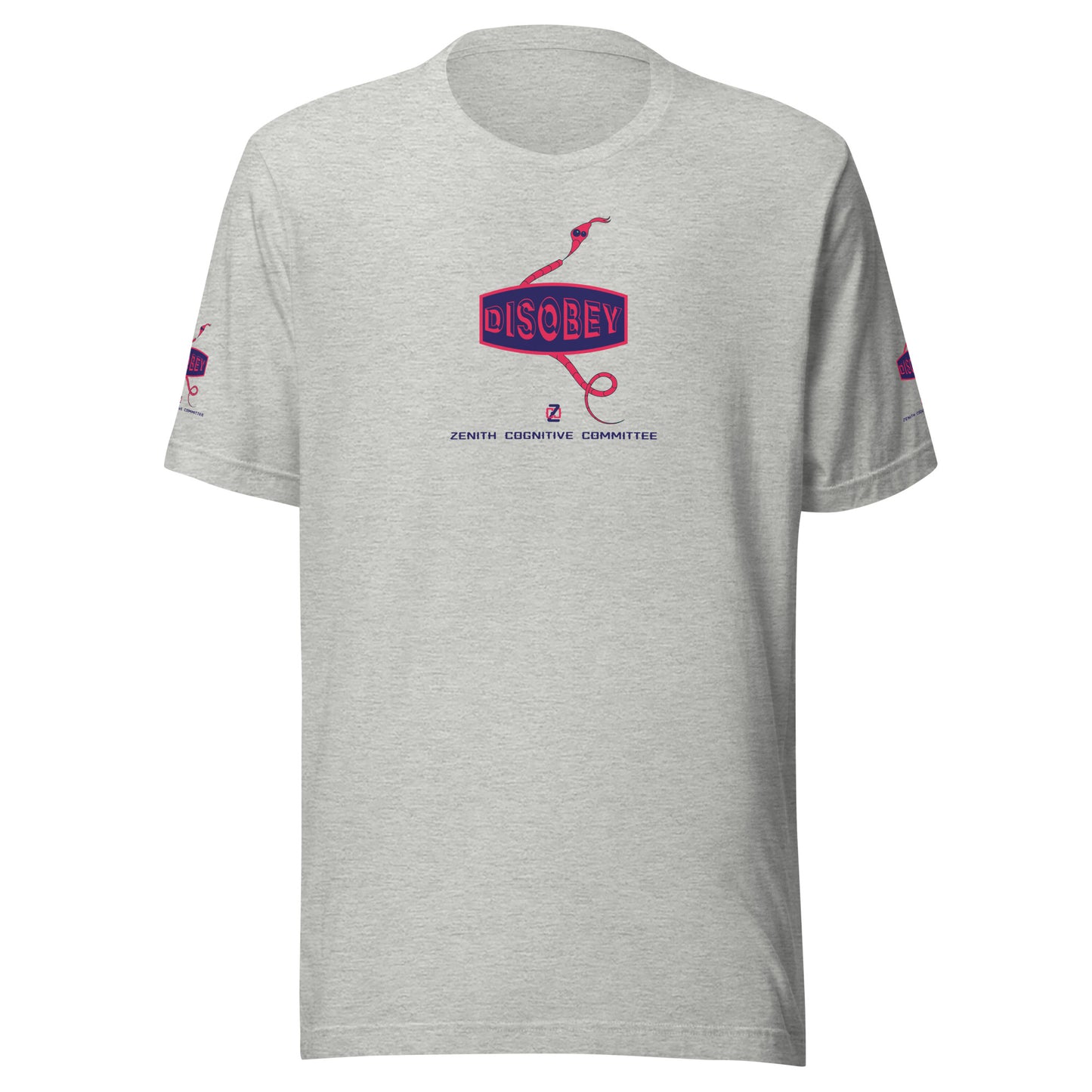 Unisex t-shirt Kukloso Disobey Logo on front & sleeves w/snake Navy/Pink - Free Shipping