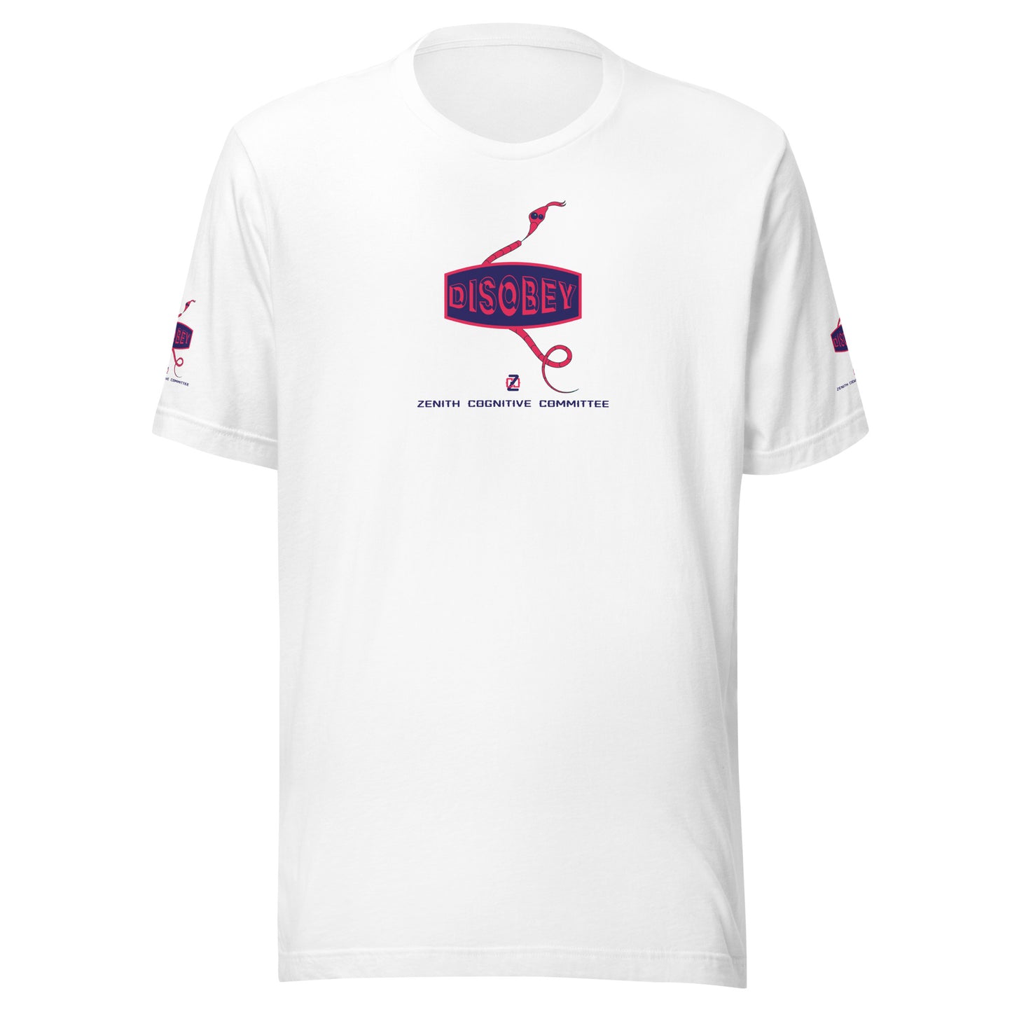 Unisex t-shirt Kukloso Disobey Logo on front & sleeves w/snake Navy/Pink - Free Shipping