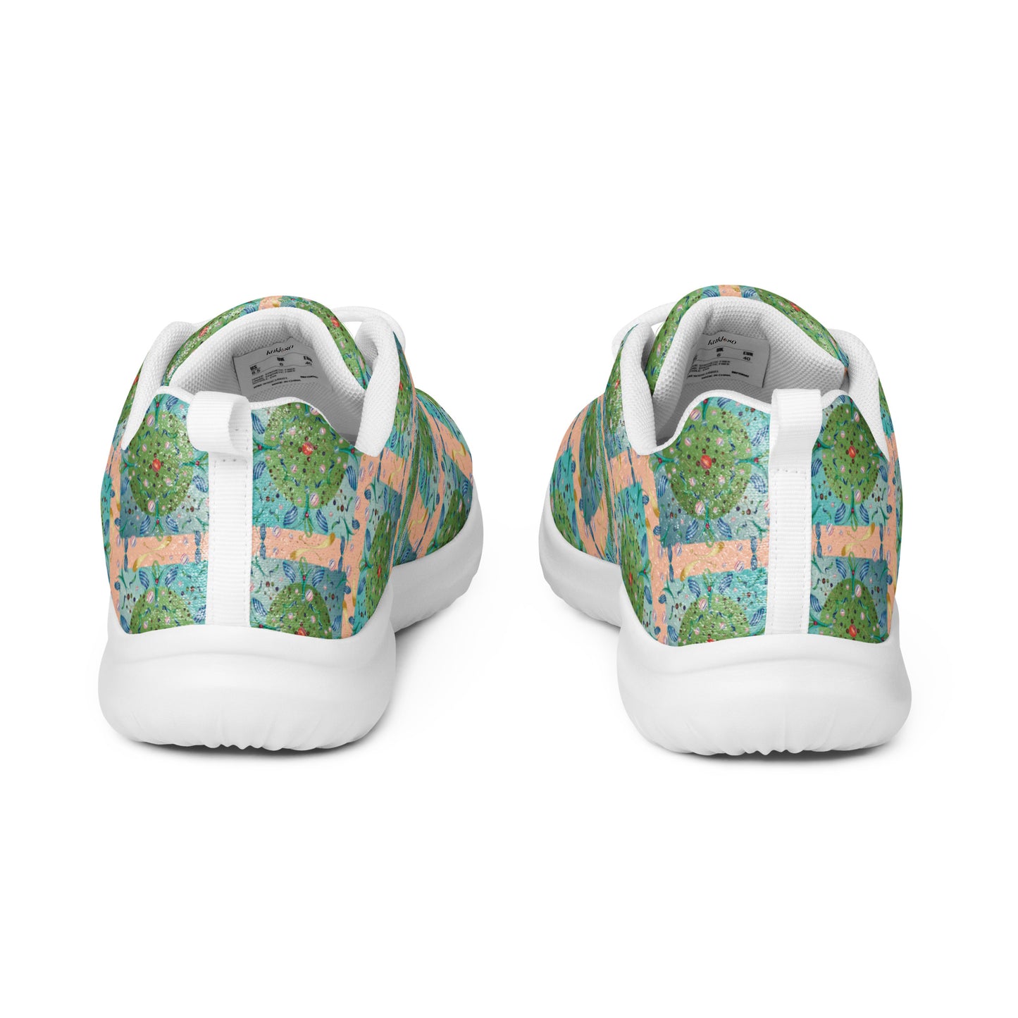 Women’s athletic shoes Kukloso Whimsical No 16 Green/Aqua on Peach - Free Shipping