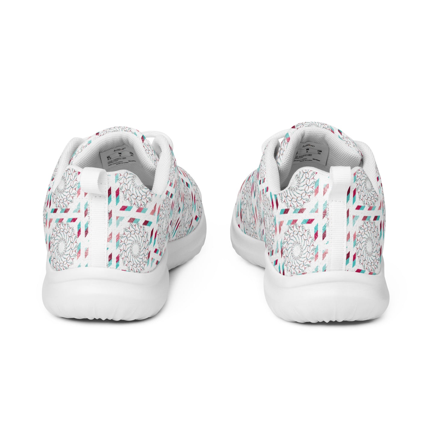 Women’s athletic shoes Kukloso Whimsical No 17 Red/Aqua on White - Free Shipping