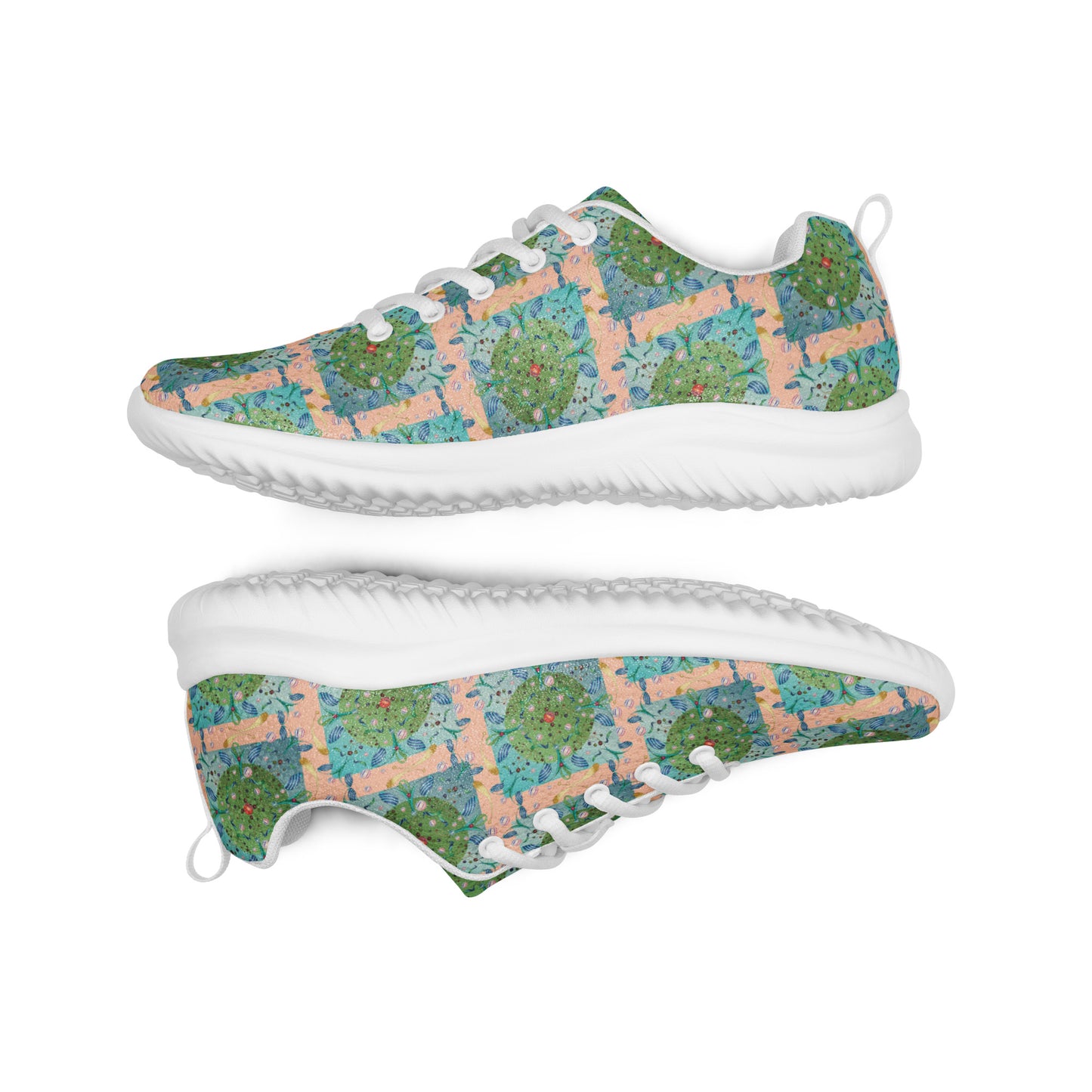 Women’s athletic shoes Kukloso Whimsical No 16 Green/Aqua on Peach - Free Shipping
