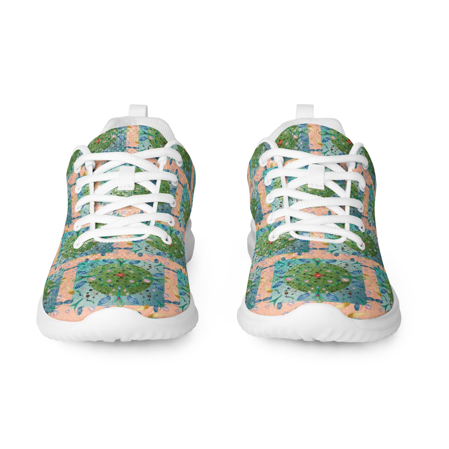 Women’s athletic shoes Kukloso Whimsical No 16 Green/Aqua on Peach - Free Shipping