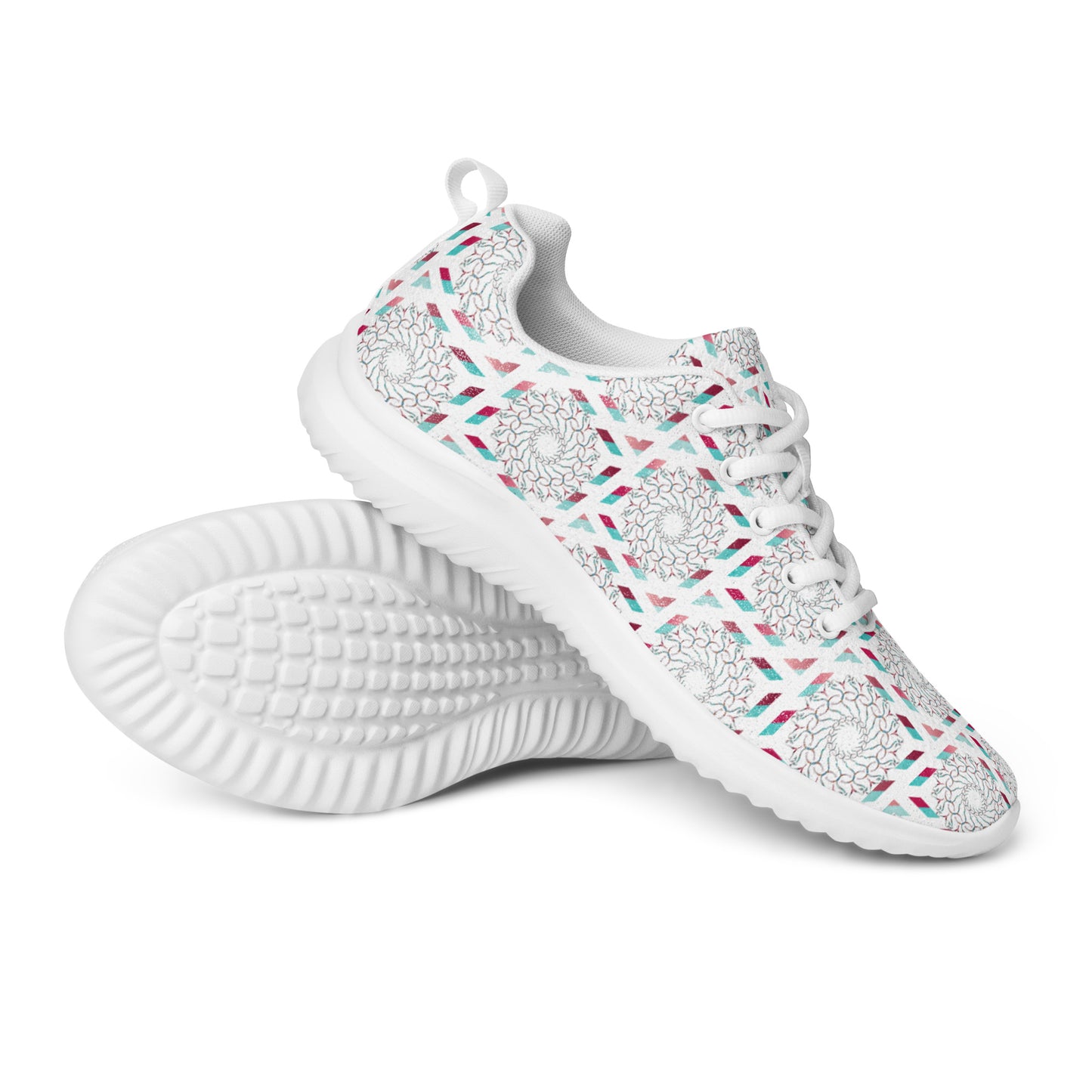 Women’s athletic shoes Kukloso Whimsical No 17 Red/Aqua on White - Free Shipping