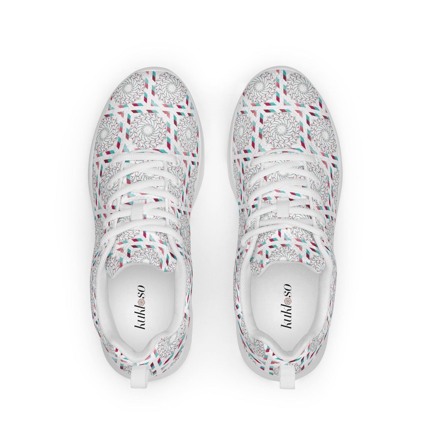 Women’s athletic shoes Kukloso Whimsical No 17 Red/Aqua on White - Free Shipping